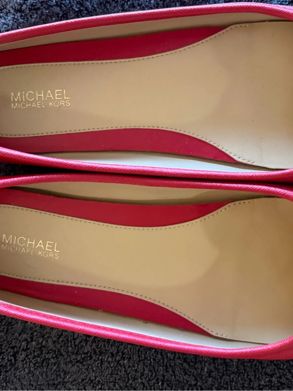 Michael Kors Red Leather MK Logo Ballet Flats - Picture 5 of 5